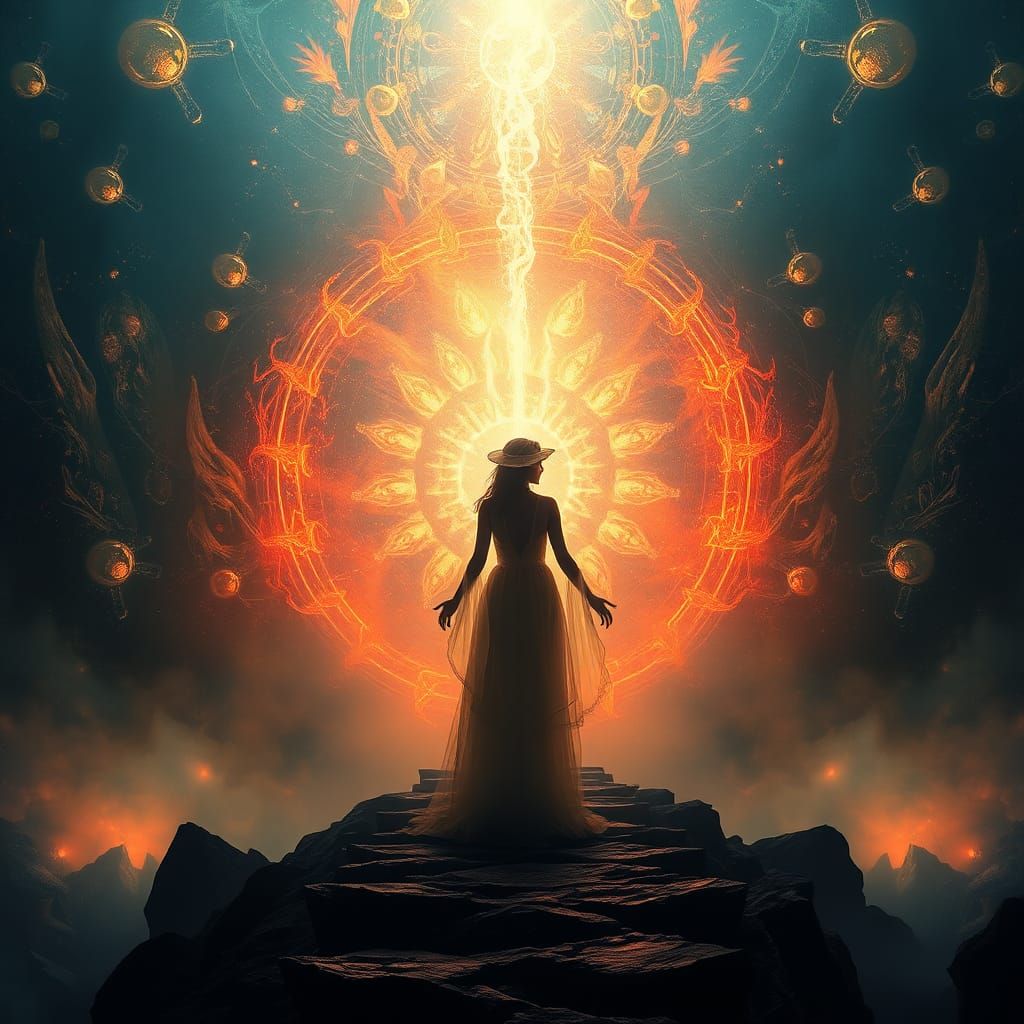 Ethereal Woman at Portal to Alternate Realities