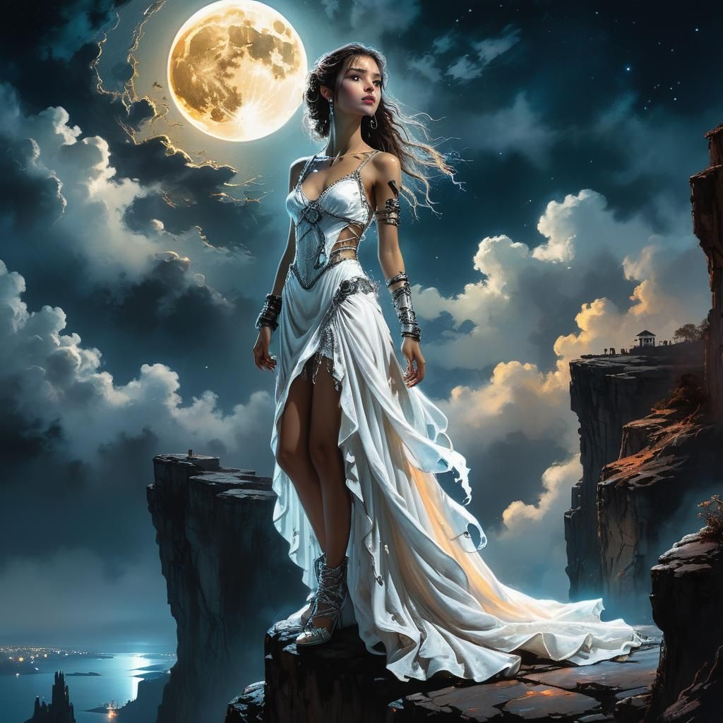 Moonlit Cyberpunk Dreamscape in Digital Art