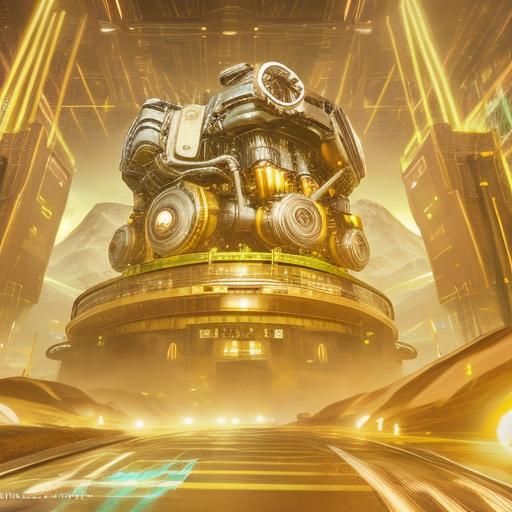 Hyperdetailed Abstract Engine Splash Screen in Synthwave Sty...