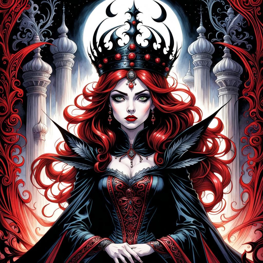 Wrathful Princess in High Gothic Watercolor Style