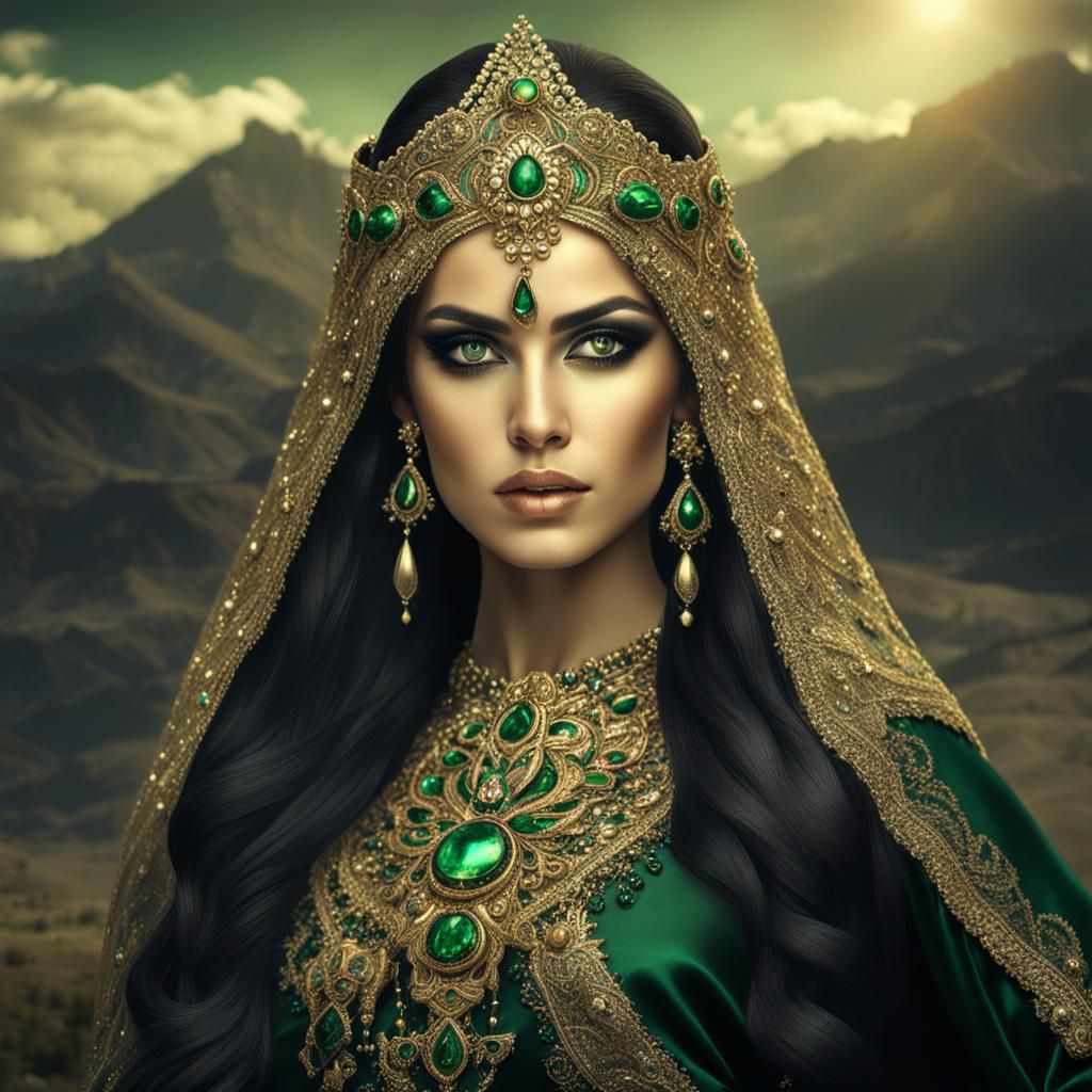 Beautiful Persian Warrior Woman with Magic Hair