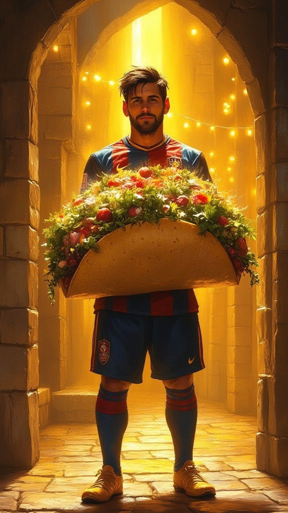Messi and Oversized Taco in Fantasy Arena
