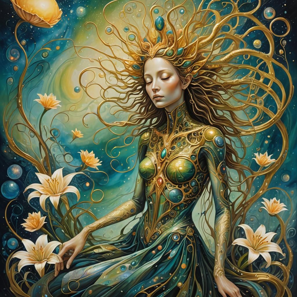 Surreal Woman Emerges in Alien Landscape