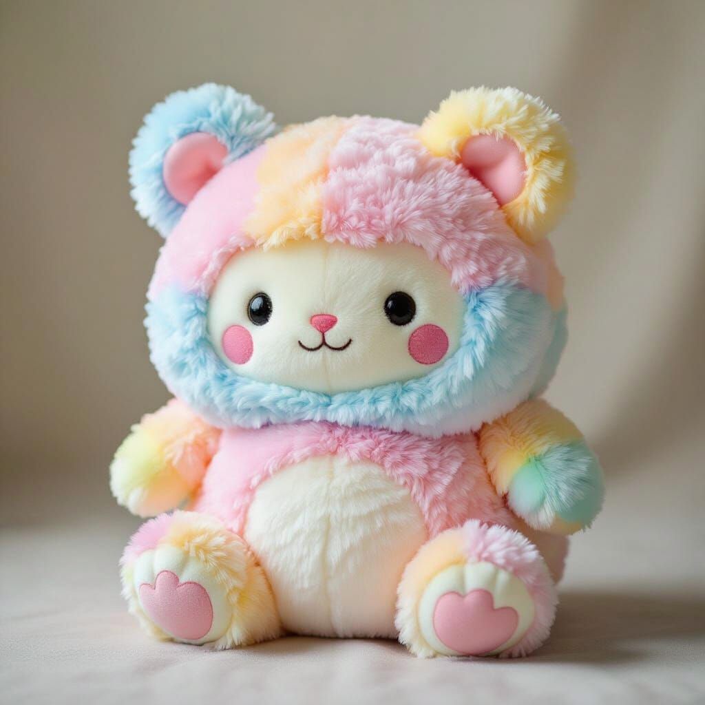Pastel Plush Toy in Pop Art Style
