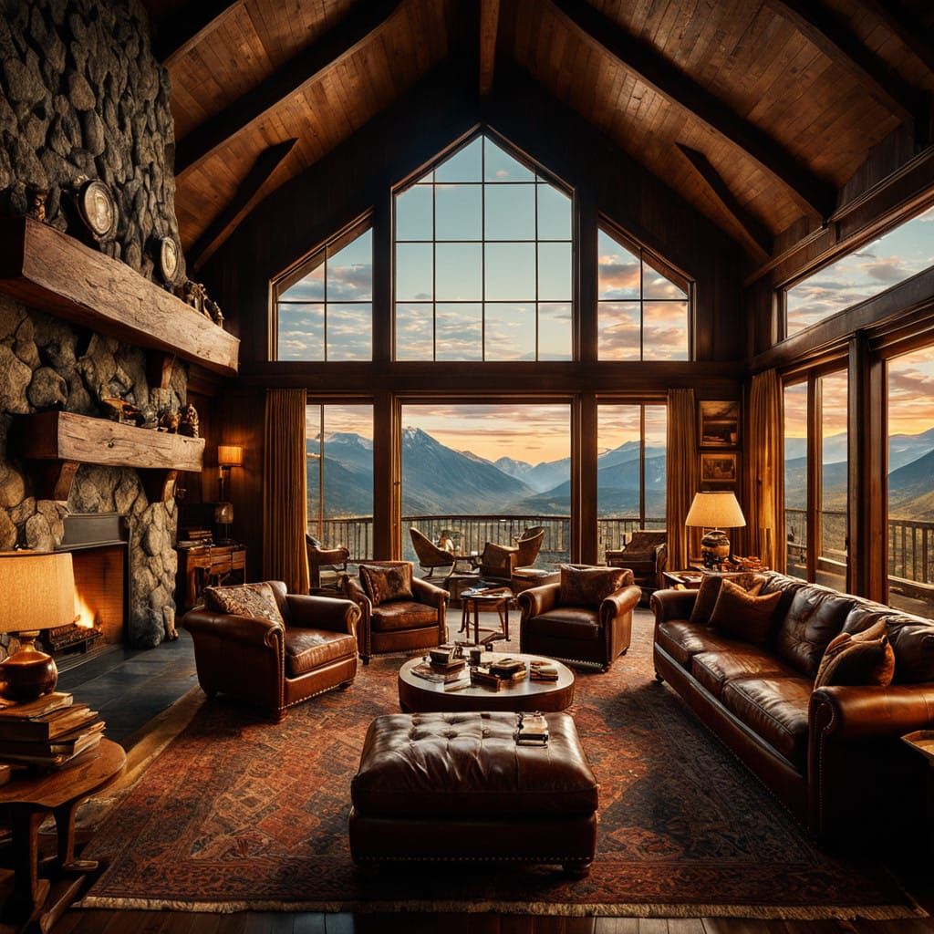 Luxury Cabin Common Room in Cinematic Film Style