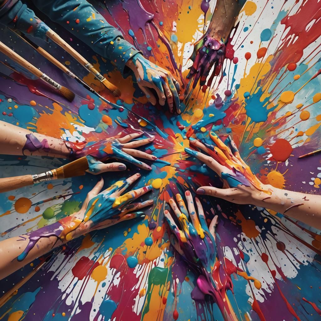 Fantasy World Canvas with Colorful Paint Splashes