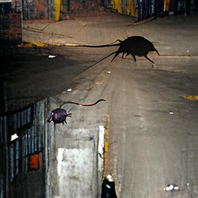 large bug rat in dark alley