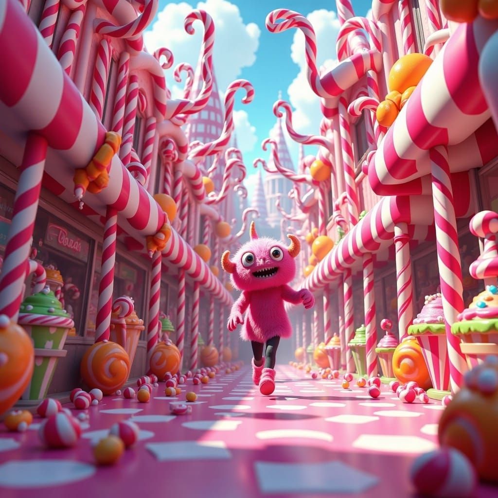 Candy Cane Monsters Invade Candyland: Digital Matte Painting