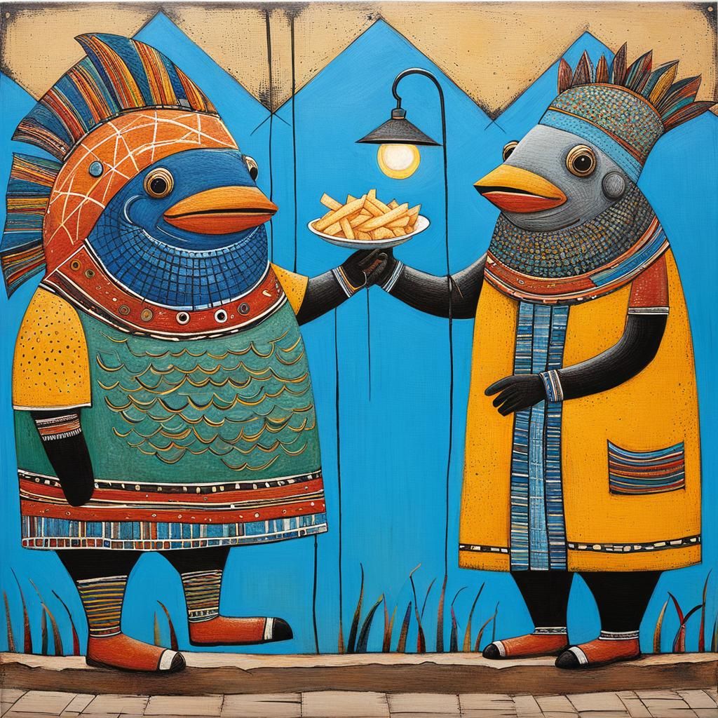 Fish and Chips, Ndebele Mural Style