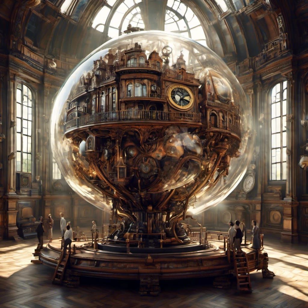 Steampunk Glass Orb Treehouse with Engine