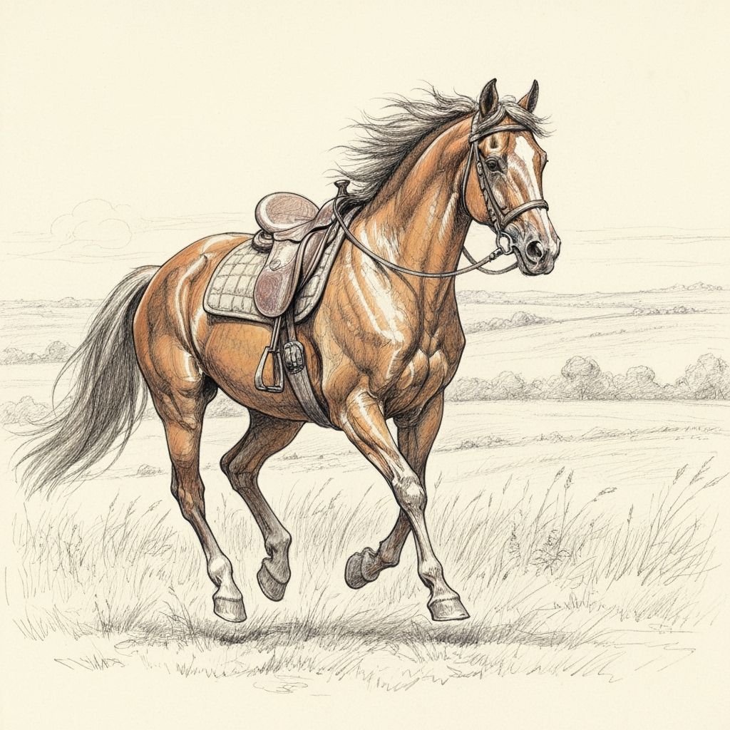 Majestic Horse in Motion: Expressive Pencil Sketches