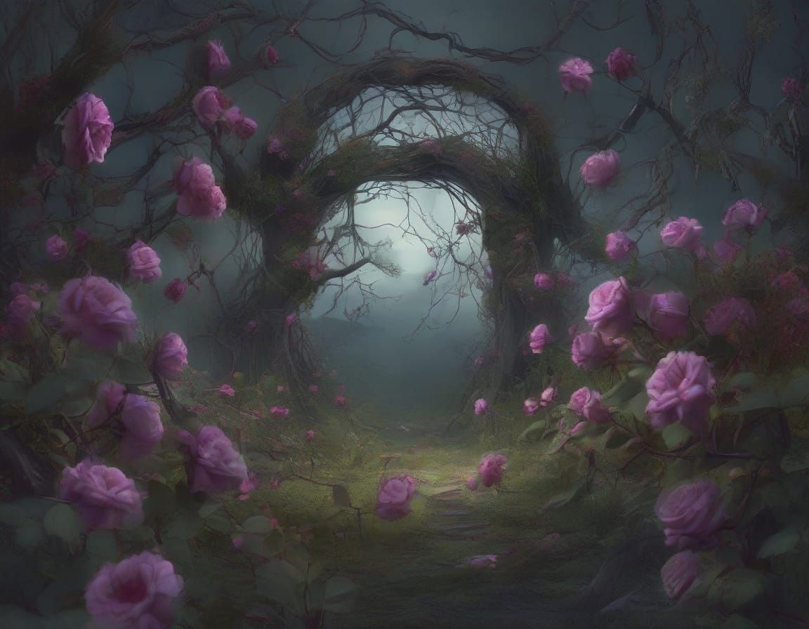 Dark Fantasy Garden: Twisted Vines and Menacing Blooms