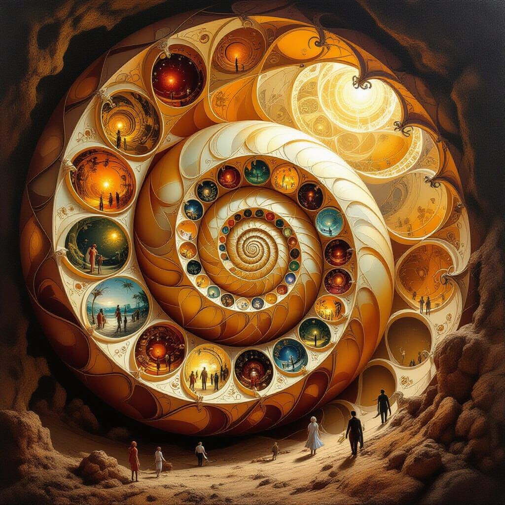 Biomechanical Nautilus Shell: Surreal Miniature Worlds