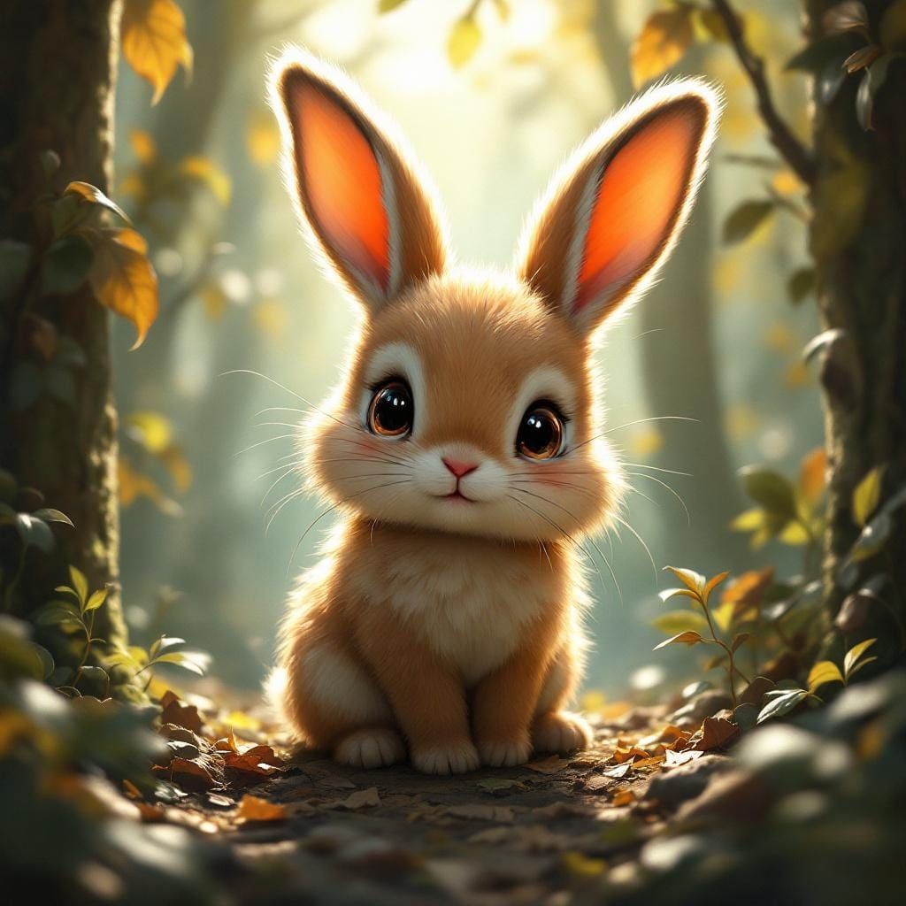 Chibi Bunny Rabbit in Tenebrism Style