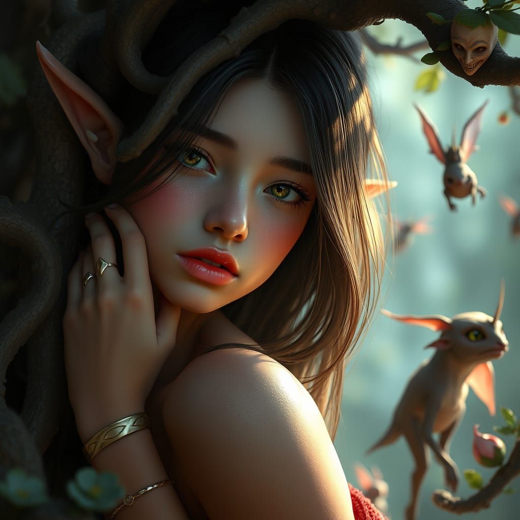 Enchanting Portrait of Girl in Dark Fantasy Style