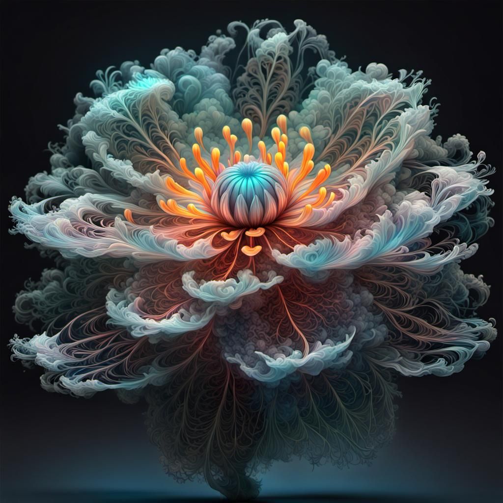 Luminous Filigree Flower in Anime Art Style