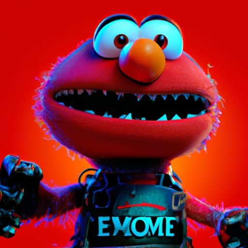 Terminator Elmo: Pixar-Style 3D Digital Art