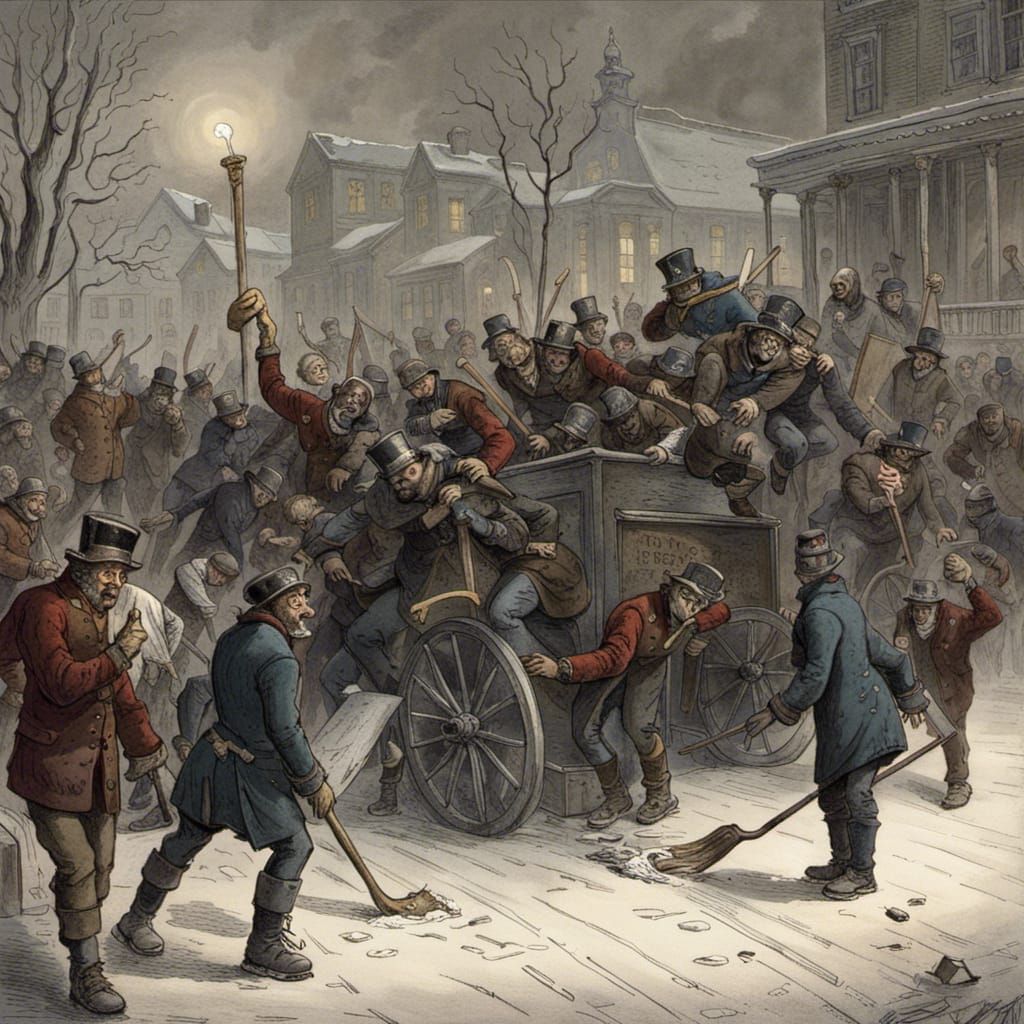 Cleaning up after the marching band bloodbath on ice!