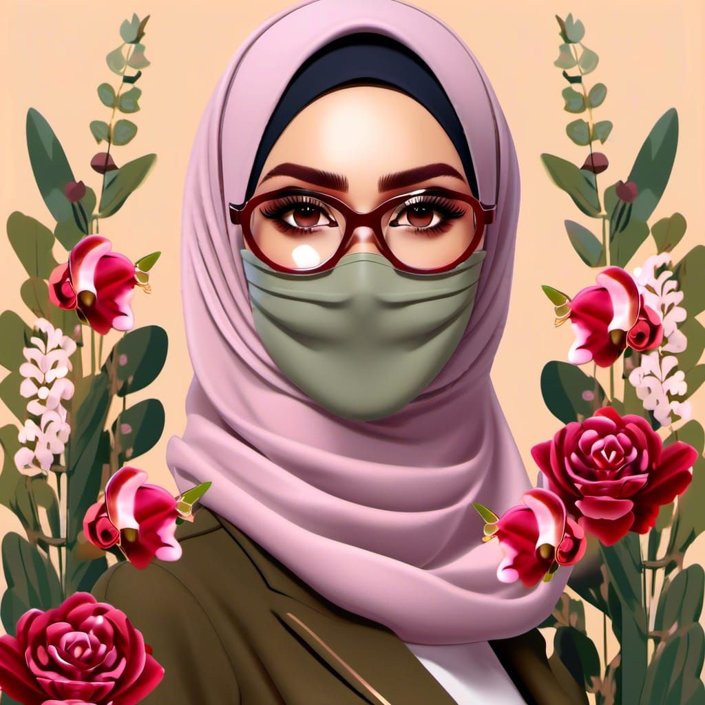 Beautiful Hijabi Portrait with Face Mask