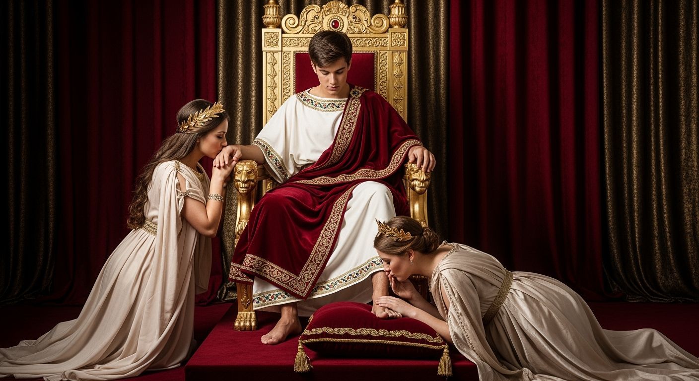 Roman Emperor on Gold Throne, Professional Photography