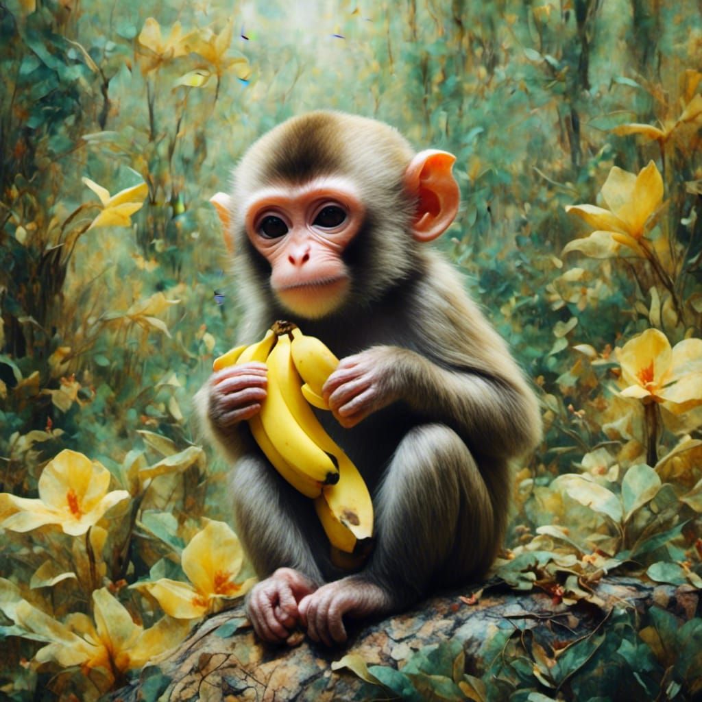 Chibi Monkey's Encaustic Forest Feast