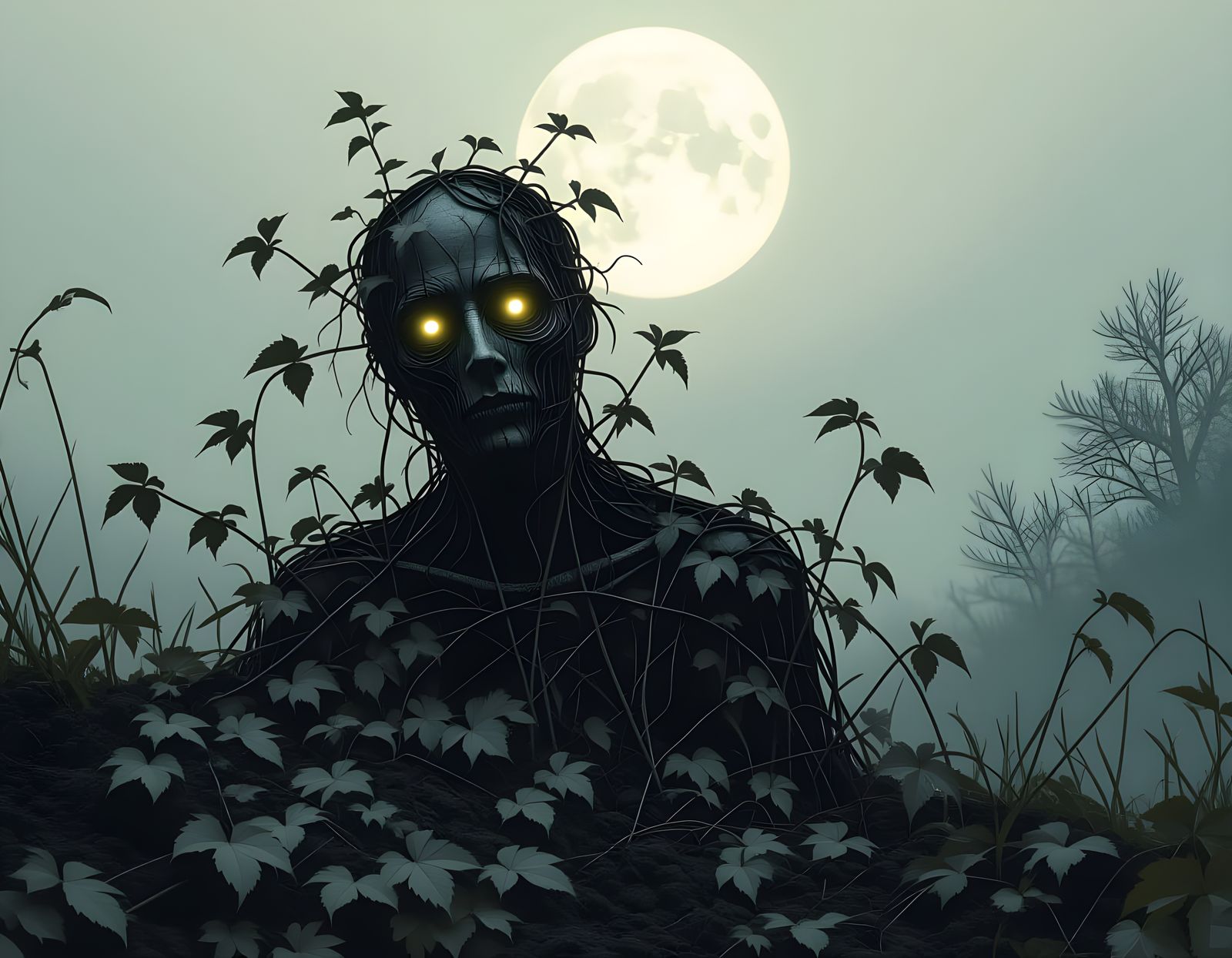 Spectral Vine Figure Emerges from Soil