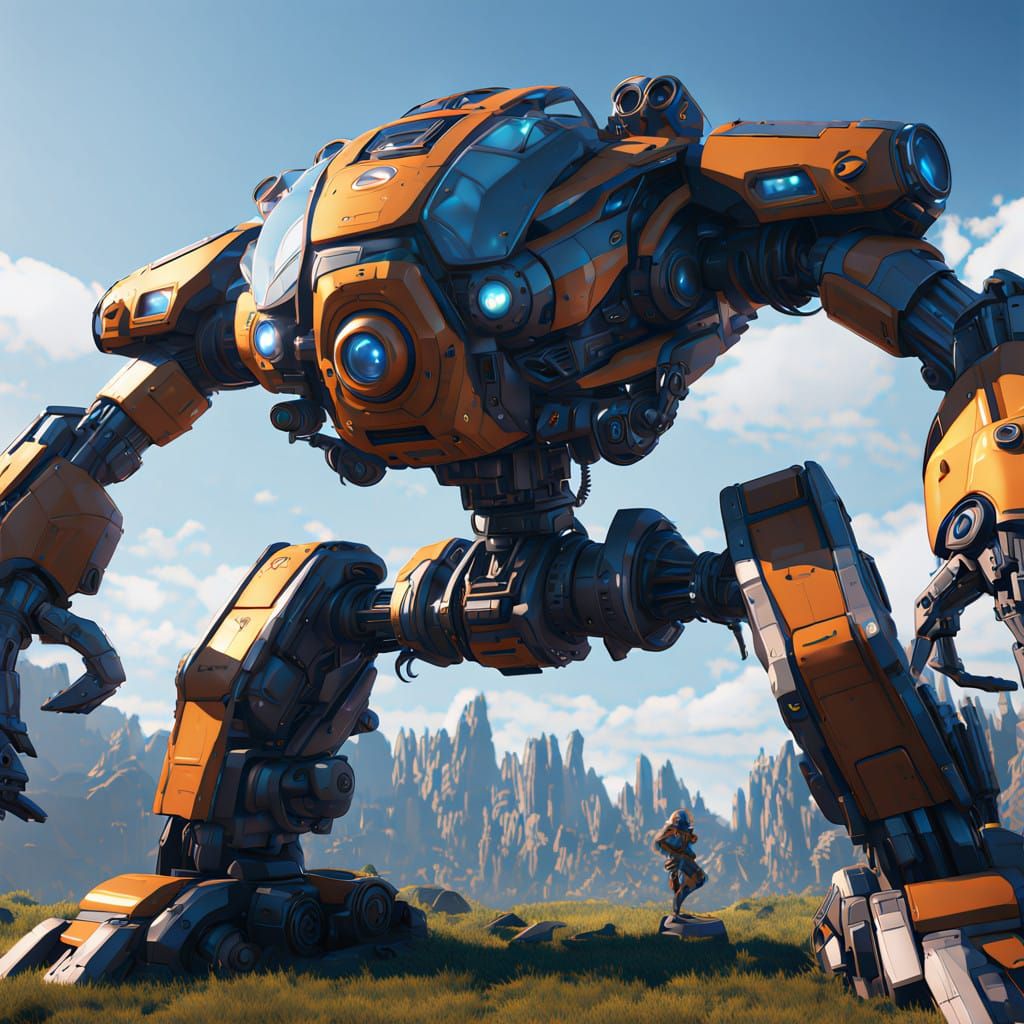 Cyberpunk Mech in Futuristic Universe