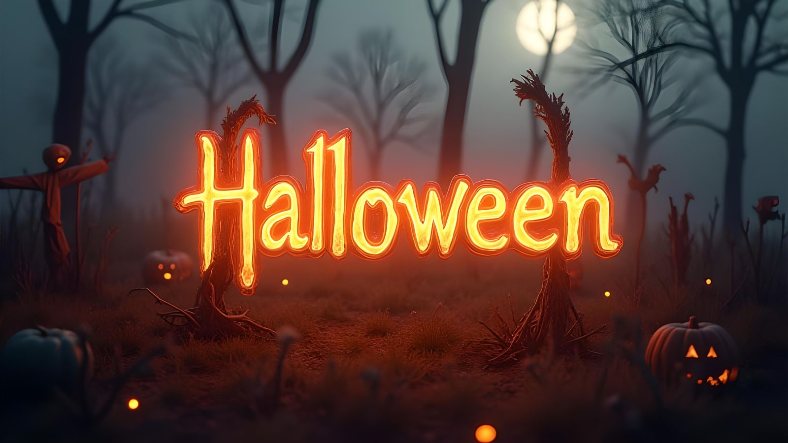 Halloween Word Art on a Scary Background