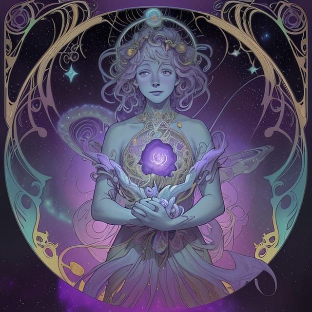 Ethereal Cosmic Garden Blooms Amidst Starry Nebulae