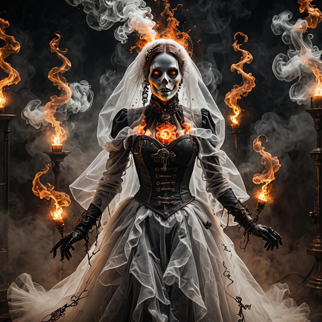 Steampunk Gothic Ghost in Fog and Smoke
