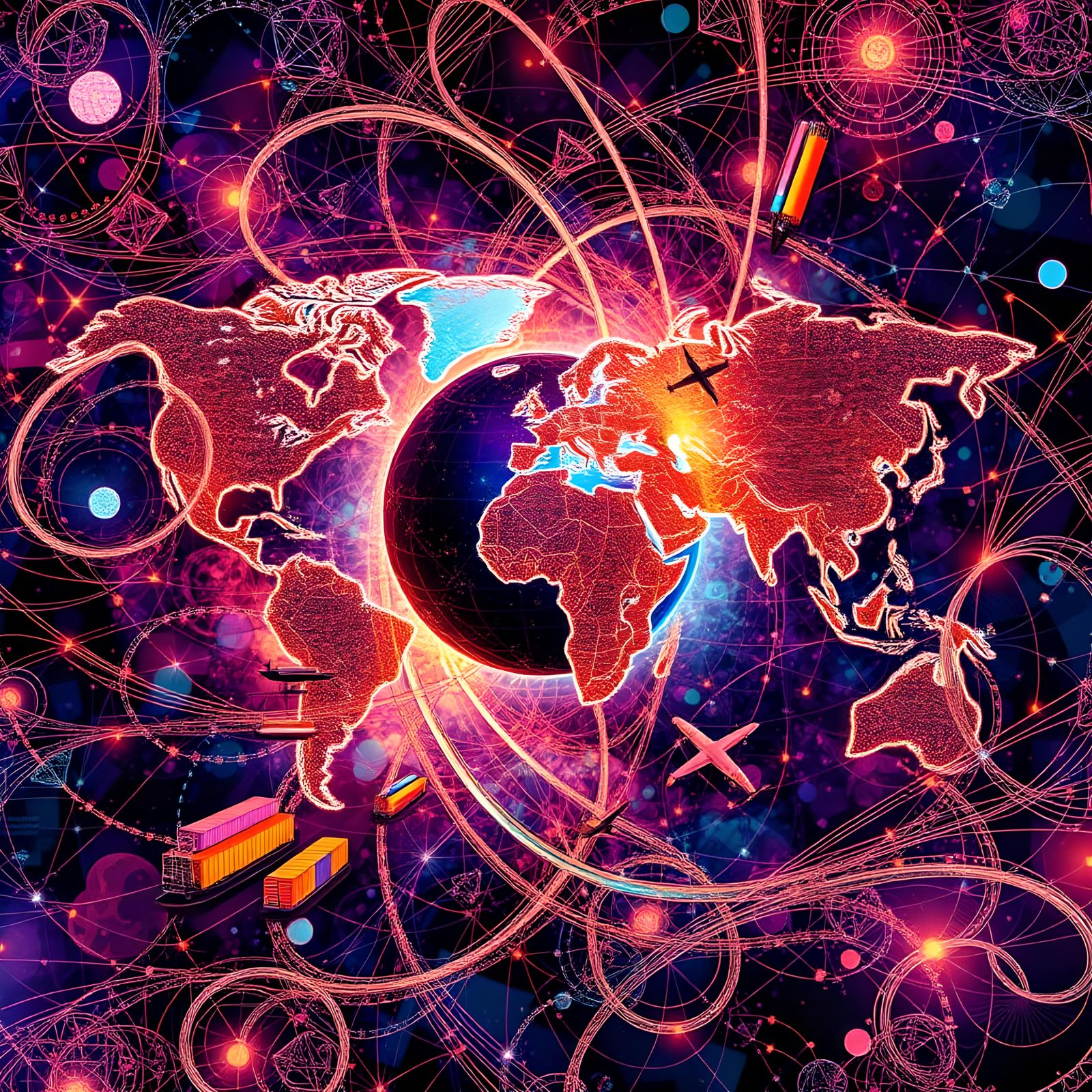 Worldwide Logistics Network with Abstract Fractal Design