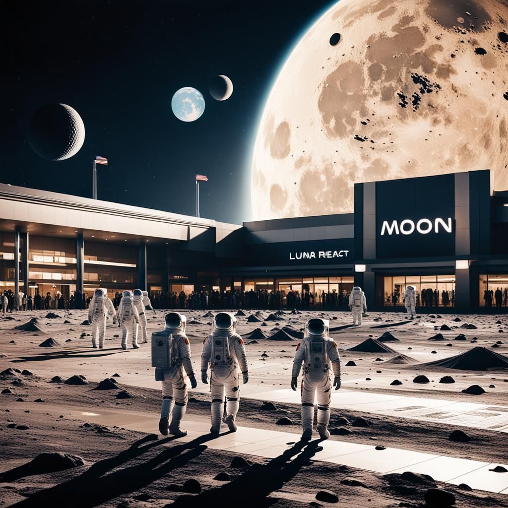 Shopping Center on the Moon in Sharp Photography