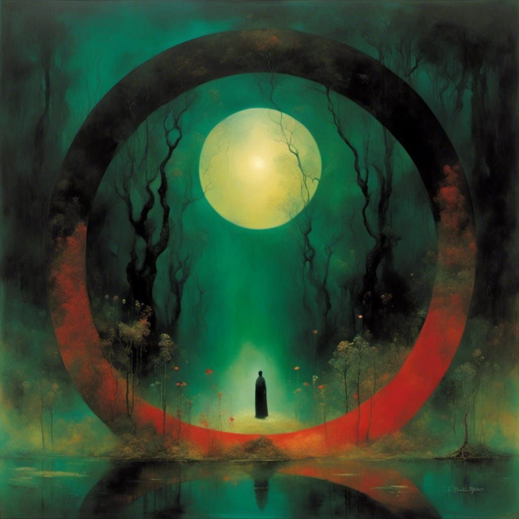 Surreal Portal to Another World: Dreamy Garden Painting