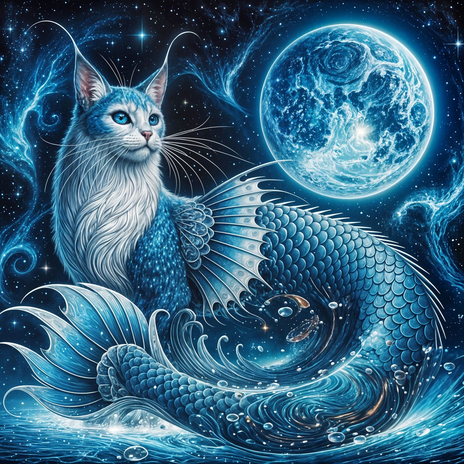 Mystical Water Wave Splash in Astral Style