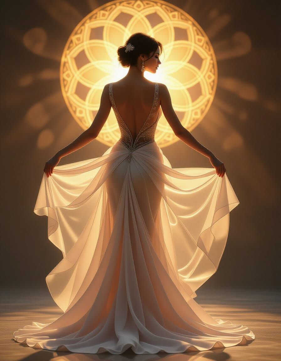 Fantasy Glass Dancers With Backlit Golden Glow