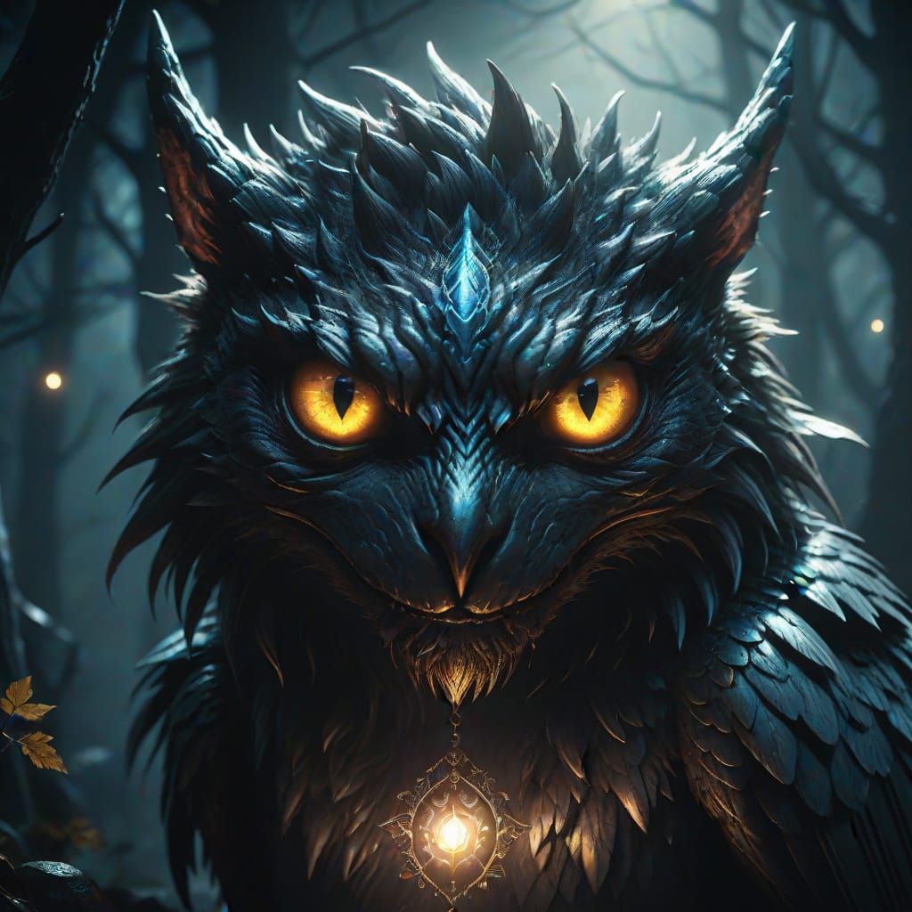 Dark Fantasy Creatures with Luminous Eyes