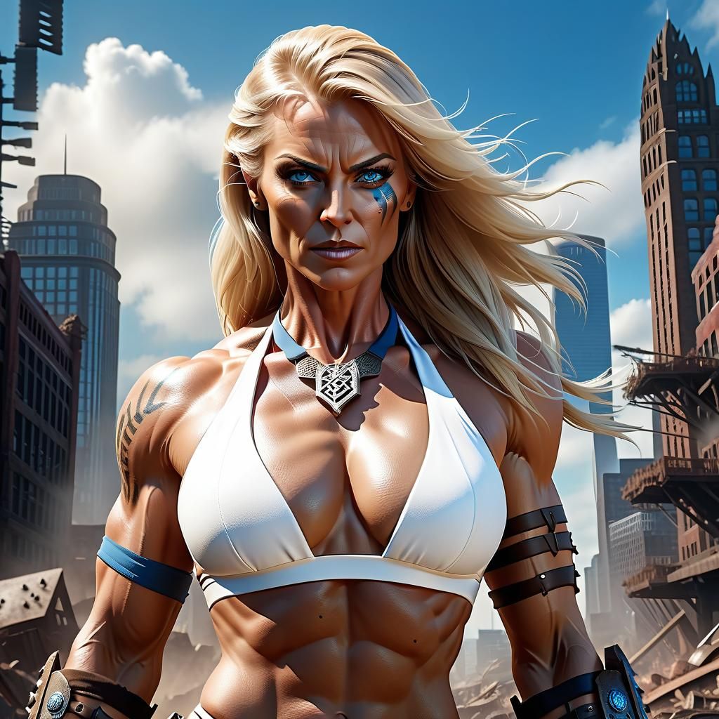 A female lawyer becoming a crazy barbarian in post-apocalypt...