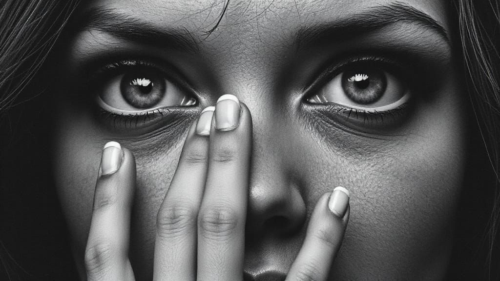 Brutalist Female Face with Monolithic Eyes