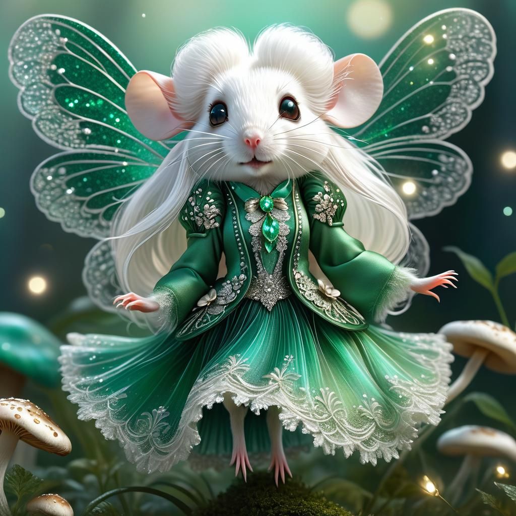 Mouse-like Fairy in Enchanted Forest, Fantasy Art