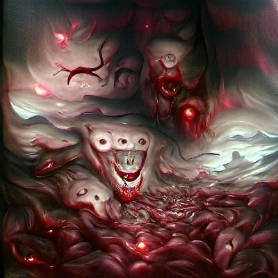 Sinister Hellscape Face in Dark Fantasy Style