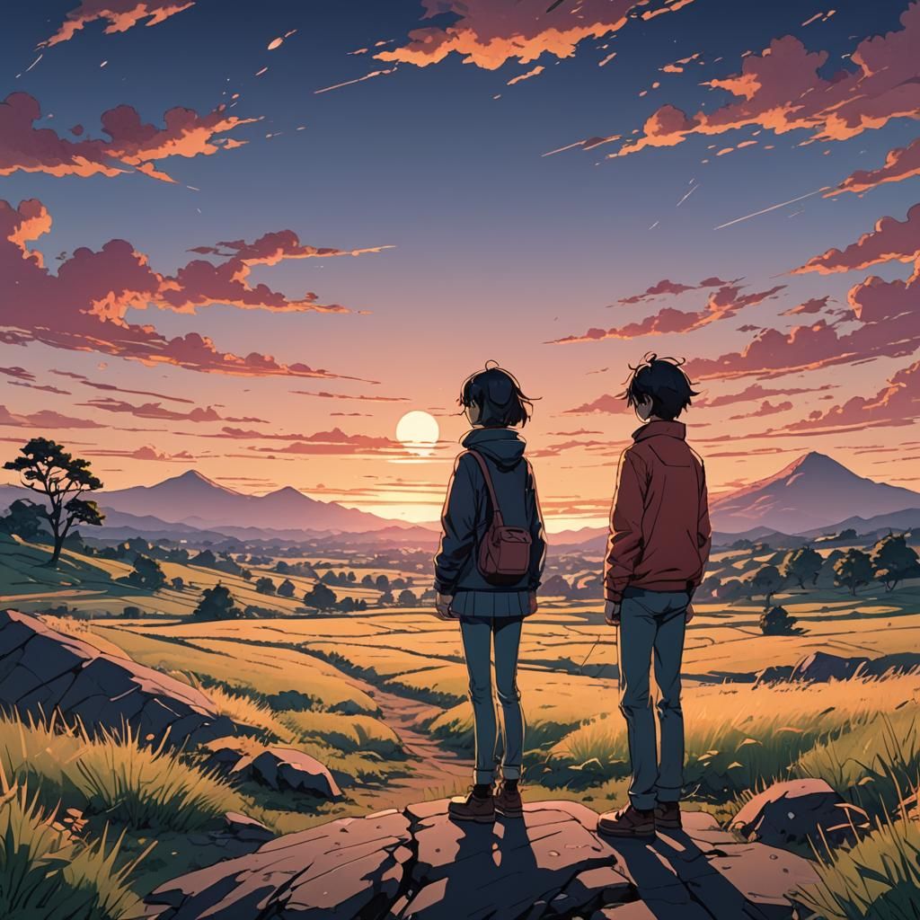 Calm Evening Landscape in Manga Scan Style