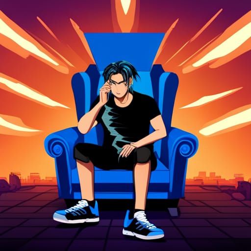 Gigachad on Throne in Cyberpunk City, 3D Render