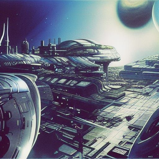 Space Station Orbiting Blue Sun: Cyberpunk Horror