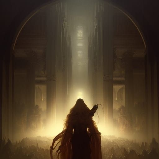 Dark Fantasy Masterpiece in Art Nouveau Style