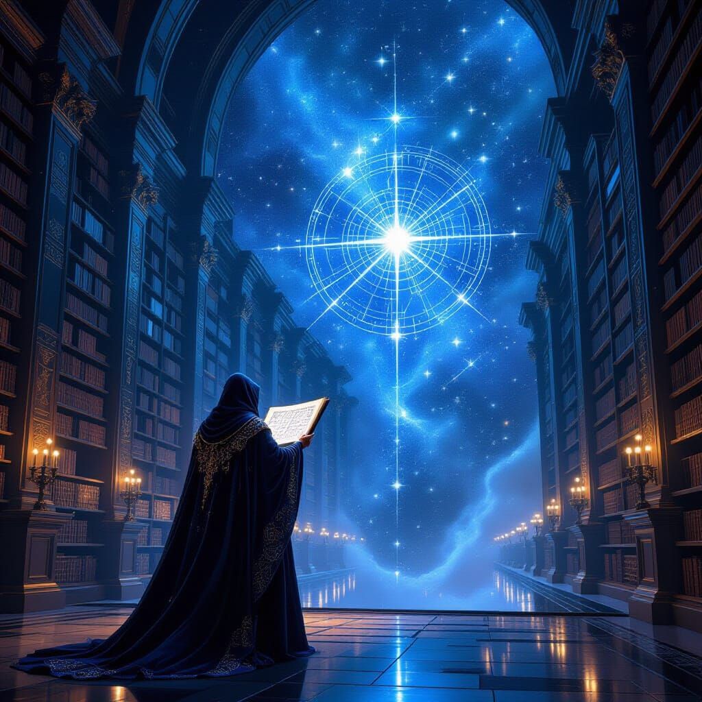 Starlit Wizard in Nebula Library