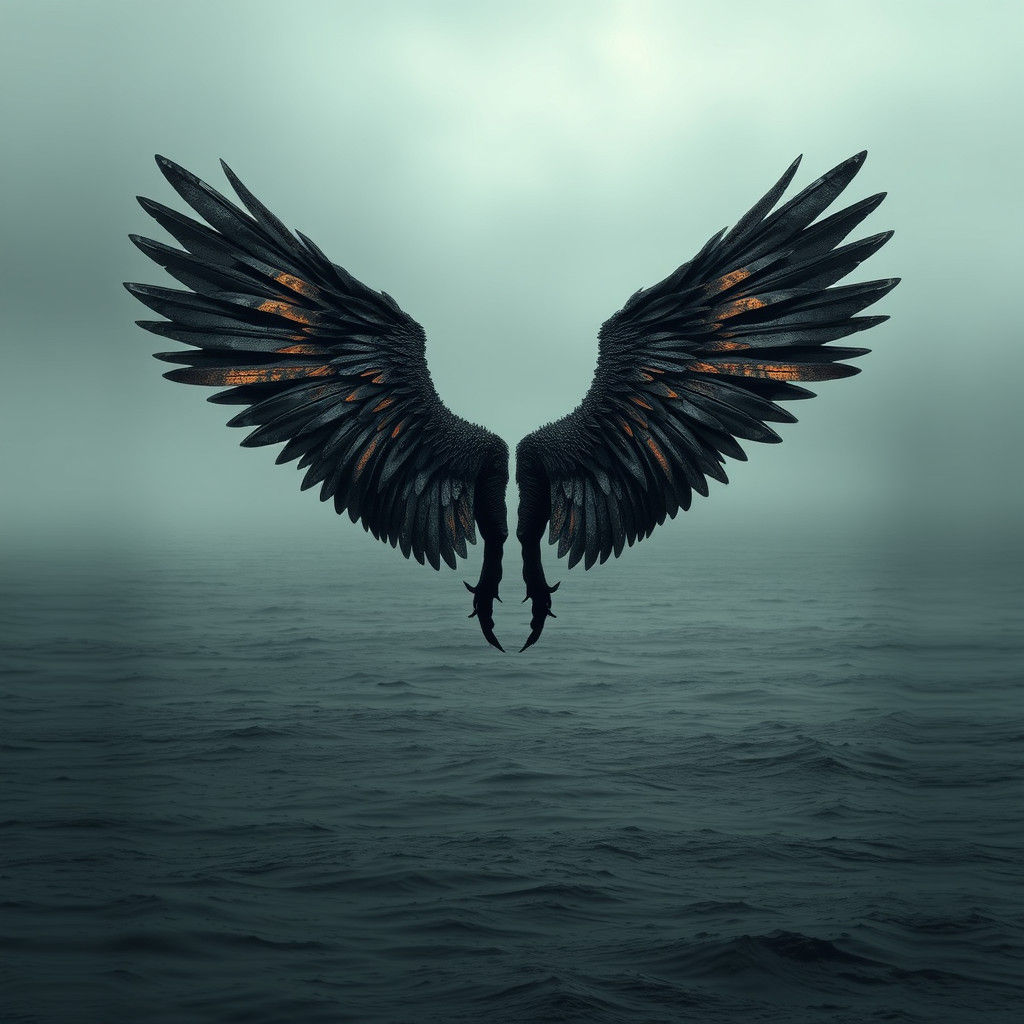Oxidized Metal Wings Over Dormant Sea