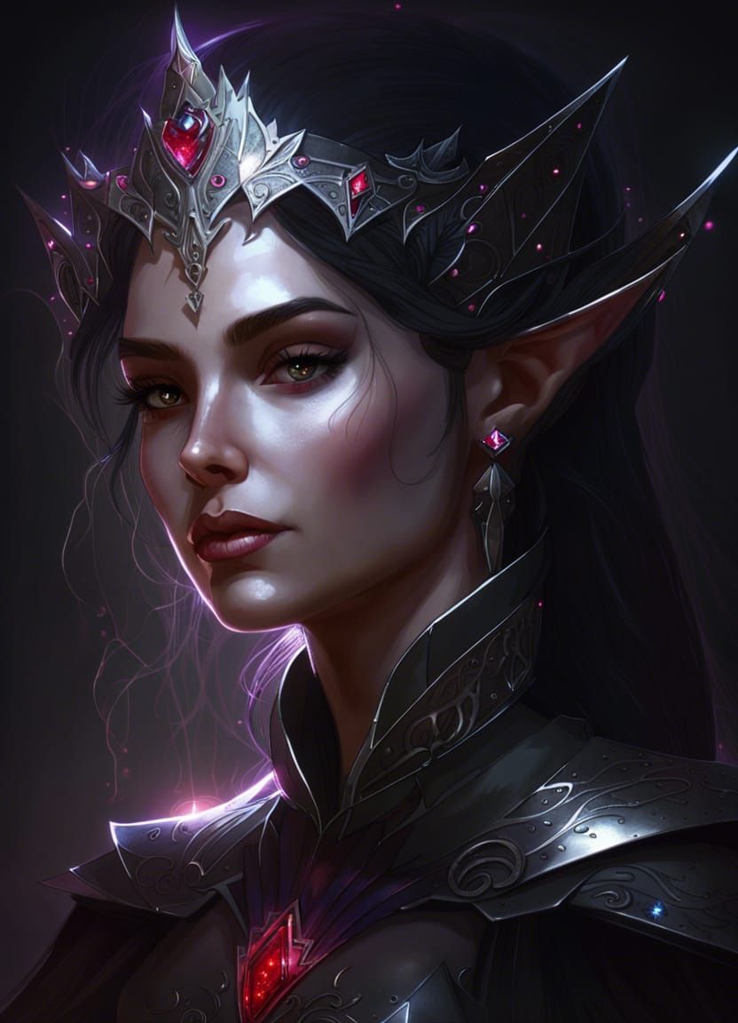 Elven Princess Portrait with Magic Dust, Hyperdetailed Art