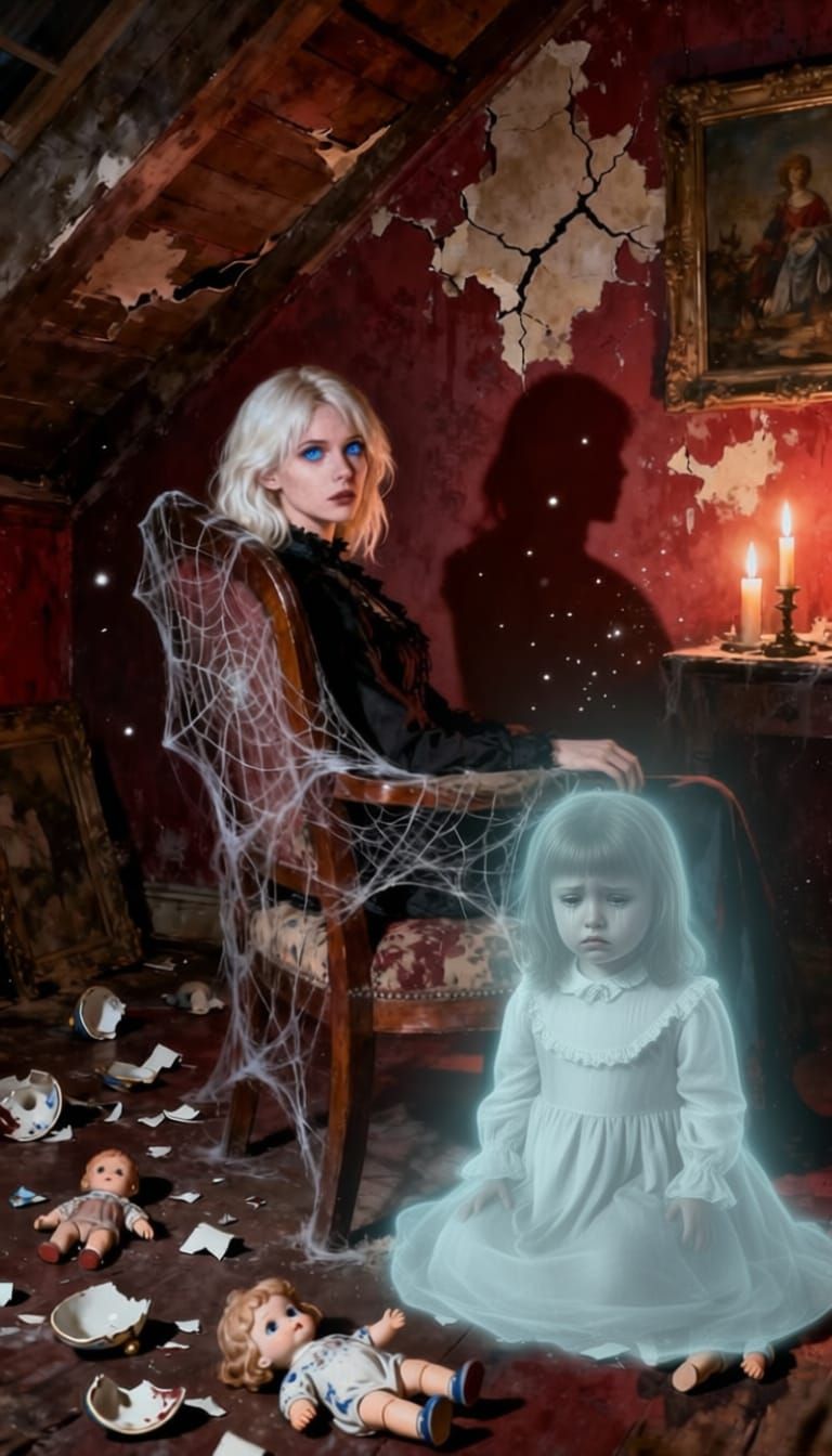 Ghostly Victorian Girl in Sad Corner