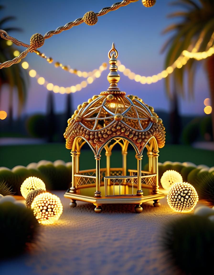 Fantasy Night Garden with Temari Lights, Octane Render