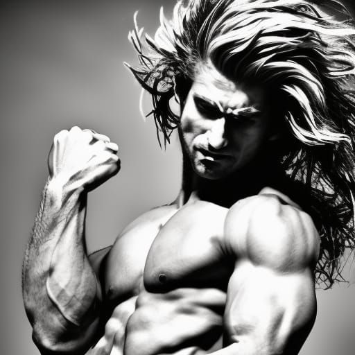 Epic Super Saiyan Portrait: Detailed Digital Matte Painting